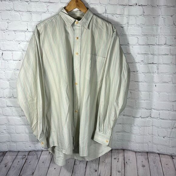 Polo Country Ralph Lauren Green Striped Mens  Shirt  Button Down  L Large READ - Picture 1 of 7